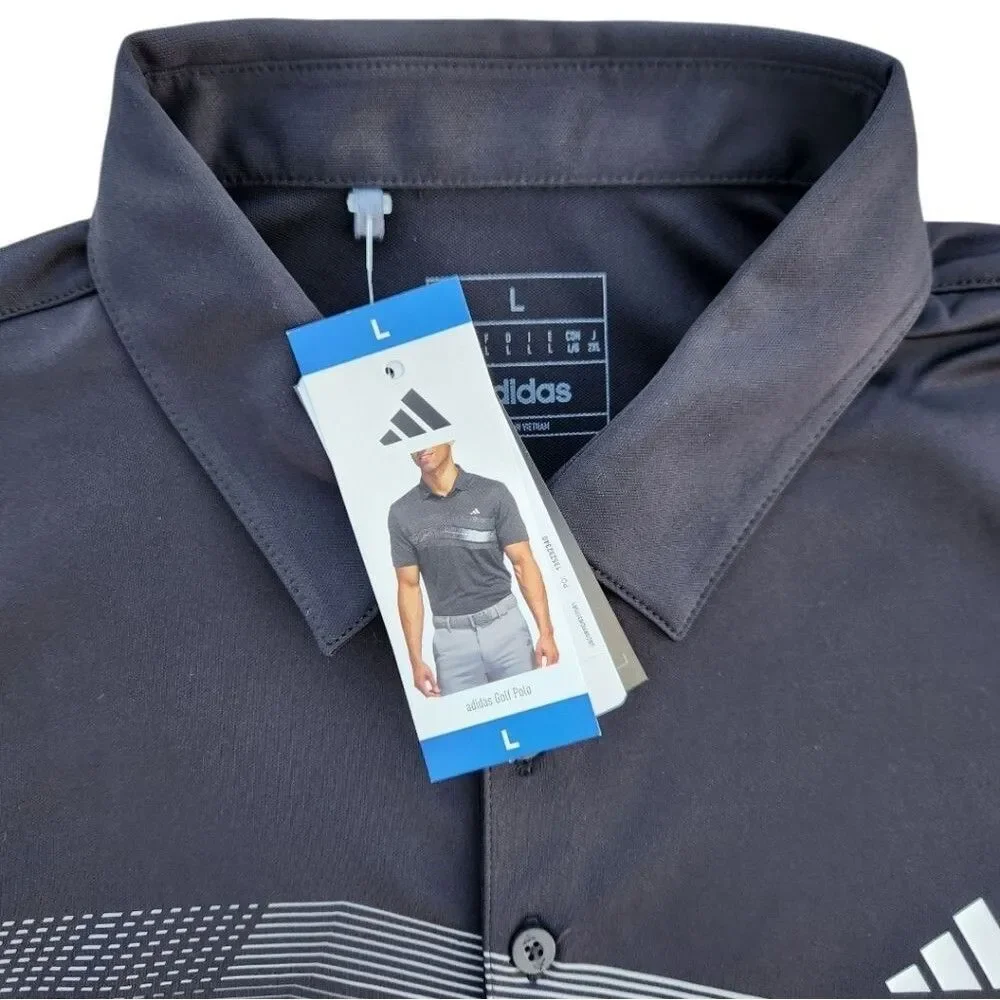 NWT Adidas Men's Classic Polo/Casual Shirts Stripes Stretch Short Sleeve Size L - Picture 3 of 7